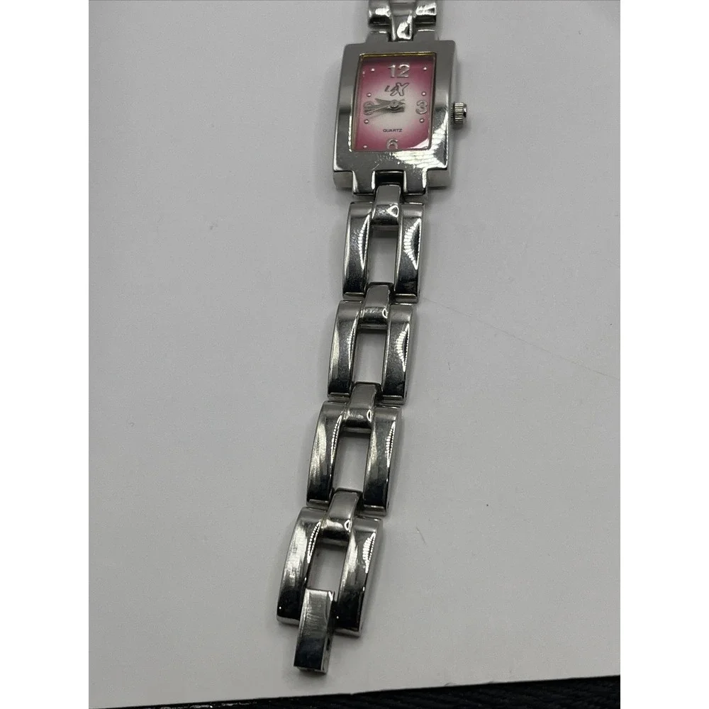 LAX Women's Silver Tone Quartz Watch Pink Dial- New Battery‎